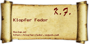 Klopfer Fedor névjegykártya